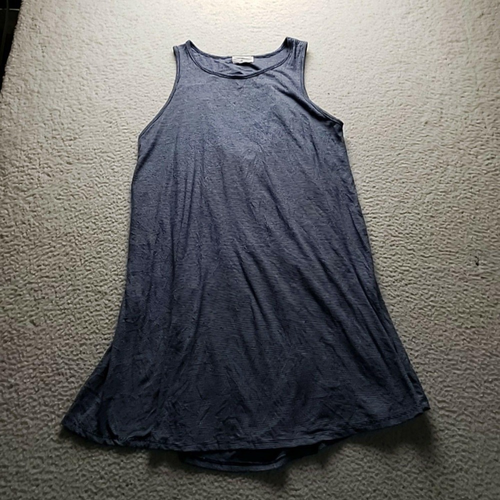 Thyme & Honey Dress Womens Medium Blue Stripe Sleeveless Scoop Neck Swing Short